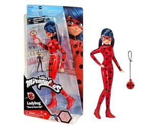Bandai - Miraculous Ladybug - Muñeca articulada Ladybug con Sonido yoyo en Modo teléfono - Disfraz de Vinilo - Licencia Oficial - Muñeca Modelo de 26 cm - Juguete Infantil 4 años y + - P50028