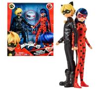 BANDAI - Miraculous Ladybug y Cat Noir - Pack de 2 Muñecos - Ladybug y Cat Noir - Multicolor - Muñecos articulados 26 cm - P50365