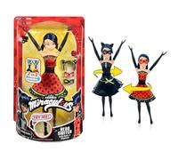 Bandai - Miraculous - Muñeca Ladybug Transformation - Muñeca de 26 cm que se convierte en Lady Noire y Bug Noir - Juguete Miraculous - Muñeca articulada con 2 atuendos - Juguete infantil de 4 años y +