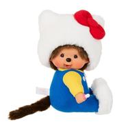 BANDAI - Monchhichi - Peluche Monchhichi Hello Kitty Sentado - Peluche de Mono iónico de los años 80, 20 cm, para niños y Adultos, Hello Kitty - Juguete Infantil de 2 años y + - SE205035