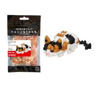 BANDAI Nanoblock - Figura de gato calicó mini ladrillo - Juego de construcción - Kit de construcción de figuras de animales de gato tricolor Pixel - NBC265
