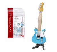 nanoblock Bandai Guitarra eléctrica Azul - Mini Figura de ladrillo - Juego de construcción - Kit de construcción de Figuras de Instrumentos Musicales de Guitarra en Pixel - NBC346