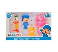 BANDAI - Pack de 4 Super Figuras Pocoyó y Sus Amigos FA77750, Juguetes de Plástico para Niños, Set Coleccionable de la Serie de Televisión, Muñecos de Juguete.