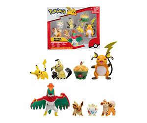 Bandai Pokémon 8 Figuras Battle - Pikachu, Evoli (Eevee), Dratatin (Appletun), Togepi, Caninos (Growlithe), Mimiqui (Mimikyu), Raichu y Brutalibrado (Hawlucha) - JW2687