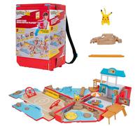 Bandai - Pokémon - Mochila de entrenador de playa - Universo de juego Pokémon con minijuegos - Bolsa que se transforma en zona de juego de playa - Figura Pikachu incluida - Estuche de juguete infantil