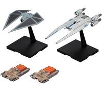 BANDAI SPIRITS Star Wars 1/144 U-Wing Fighter & Tie Striker Modelo de plástico codificado por colores (nueva versión de embalaje)