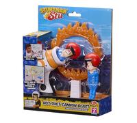 BANDAI, Stuntman STU Cañón de Fuego, Lanza a STU por el Aro de Fuego con el Cohete Estirable, Figura de Acción Elástica y App con Efectos Especiales, Multicolor, COSS8198
