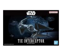 Revell Bandai Original 01212 Star Wars TIE Interceptor escala 1:72 sin construir/precolor/clip (sin pegamento) kit de modelo de plástico con base de exhibición, gris