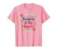 Bandaids & Big Hearts: Regalo de reconocimiento para una Enfermera cariñosa Camiseta, Hombre, Rosado, XXL