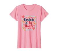 Bandaids & Big Hearts: Regalo de reconocimiento para una Enfermera cariñosa Camiseta, Mujer, Rosado, XL