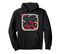 Bandaids & Big Hearts: Regalo de reconocimiento para una Enfermera cariñosa Sudadera con Capucha, Unisex para Adultos, Negro, XL