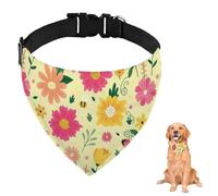 Bandana amarilla y rosa con diseño de abejas y flores con correa ajustable, anillo en D, bufanda para perro, baberos triangulares, accesorios para cachorros, perros, gatos, decoración lavable a