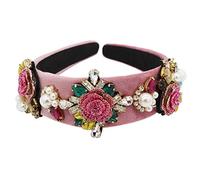 Bandana barroca occidental exagerada, joyería completa con purpurina para rosas y hojas de flores, diadema para mujer, diadema ancha para el pelo de graduación, moda vintage, para mujeres y niñas,