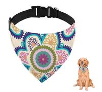 Bandana colorida con diseño floral de mandala para perro, con correa ajustable, anillo en D, pañuelo para perro, baberos triangulares, accesorios para cachorros, perros, gatos, decoración lavable a