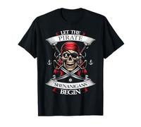 Bandana de calavera de Halloween Let The Pirate Shenanigans Begin Camiseta