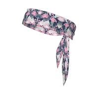 Bandana de doble cara con estampado de flamenco rosa y hojas para hombres y mujeres para fútbol, yoga, fitness, diadema ninja