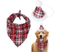 Bandana de Navidad para perro, diseño de copo de nieve rojo a cuadros, bufanda triangular de Navidad, sombrero de Papá Noel, vestido de fiesta de Navidad, accesorios de disfraz para mascotas medianas