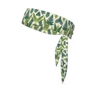 Bandana deportiva reversible con estampado de enciclopedia de helechos con correas, bandana de fitness al aire libre, correas ajustables, adecuada para yoga y correr