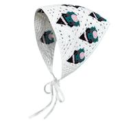 Bandana Diadema Gótica Hallowee Crochet Bandana Bufanda con Correas Triángulo Telaraña Hueco Transpirable Patrón de Rana Bandana de Pelo de Ganchillo para Mujer, Niña (Blanco) Diadema de Ganchillo Ban