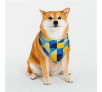 Bandana para mascotas con estampado geométrico amarillo y azul para perros, gatos, tela elástica suave y transpirable para uso diario