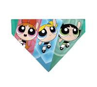 Bandana para mascotas Powerpuff Girls The Powerpuff Girls Flight Pose Rosas, azules y verdes, sin cordones, solo bandana