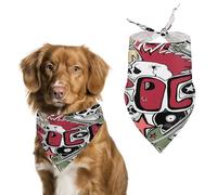 Bandana para perro, calaveras, alfileres, guitarras, rock, bufanda grande para perro, grande: 70 x 30 cm