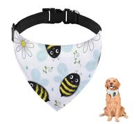 Bandana para perro con diseño de abejas blancas y margaritas con correa ajustable, anillo en D, bufanda para perro, baberos triangulares, bandana para gatos, accesorios para mascotas, para perros