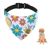 Bandana para perro con diseño de mariquita floral vibrante con correa ajustable, anillo en D, bufanda para perro, baberos triangulares para mascotas, ropa y accesorios para perros, cachorros, gatos