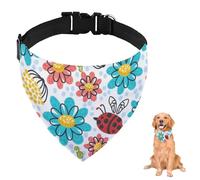 Bandana para perro con diseño de mariquita floral vibrante con correa ajustable, anillo en D, pañuelo para perro, baberos triangulares, bufandas para gatos, accesorios para cachorros, perros, gatos
