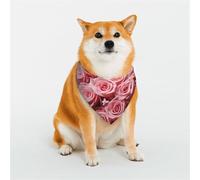 Bandana para perro, con rosas y corazón, ajustable, para mascotas, para Navidad, mascotas, bufanda triangular, baberos, pañuelo suave y transpirable para cachorros pequeños, medianos y grandes