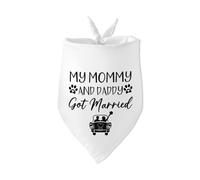 Bandana para perro con texto en inglés "My Mommy and Daddy Got Married", divertida bandana blanca para boda, compromiso, anuncio de boda, accesorios para fotos, para amantes de los perros, regalo para