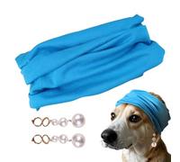 Bandana para perro, conjunto de disfraz de bufanda azul para perro con aretes de perlas, tocado de fiesta, accesorio para fotos, accesorio elástico para el pelo de mascotas