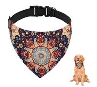 Bandana para perro de estilo persa con mandala floral con correa ajustable, anillo en D, bufanda para perro, baberos triangulares, bufanda para gatos, accesorios para cachorros, perros, gatos