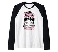 Bandana Pink Ribbon Strong Fighter Breast Cancer Warrior Camiseta Manga Raglan