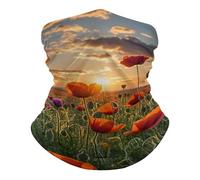 Bandana Red Poppy Flower Field In Sunset Calentador De Cuello Multifuncional Cuello Bufanda Antideslizante Pasamontañas para Senderismo Cámping Pesca 25X50CM