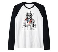 Bandana Religiosa con Bandera Estadounidense de Jesús Christian Faith Camiseta Manga Raglan