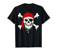 Bandana roja de calavera pirata goteando para Halloween, horror Camiseta
