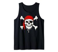 Bandana roja de calavera pirata goteando para Halloween, horror Camiseta sin Mangas