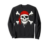Bandana roja de calavera pirata goteando para Halloween, horror Sudadera