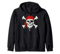 Bandana roja de calavera pirata goteando para Halloween, horror Sudadera con Capucha
