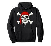 Bandana roja de calavera pirata goteando para Halloween, horror Sudadera con Capucha