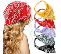 Bandanas for Women - TOBATOBA 5 Pcs Paisley Elastic Hair Scarf Headband Boho Headbands for Women Thin Headbands Hair Scarves Kerchief Head Scarf Hair Bandanas for Women
