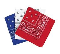 Bandanas paisley azul-blanco y rojo para hombre y mujer, bufanda por la cabeza unisex venden por 3