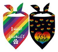 Bandanas para perro de orgullo, ajustables LGBT+ Rainbow para fiestas, decoraciones para mascotas, paquete de 2 baberos triangulares para gatos