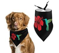 Bandanas para Perros con diseño de colibrí y Flor de Hibisco Rojo, Baberos Triangulares para Perros, Bufanda Bonita para Mascotas pequeñas, Medianas y Grandes