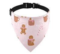 Bandanas para perros y gatos con hebilla sin ataduras | Correa ajustable (13-21 pulgadas) para paseos diarios para dueños de mascotas, galletas de jengibre