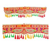 Bandanwar decorativo de terciopelo con diseño de flores para puerta, Shubh Labh Toran, para fiestas, festivales indios, colgantes tradicionales, decoración Bandhanwar, entrada de casa (tamaño: -36