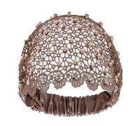 Bandas anchas para el pelo de encaje para mujer, cinta elástica vintage - Patrón elástico de agujeros vintage con pedrería | Cintas para el pelo de encaje especialmente anchas para bodas, ceremonias y