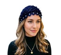 Bandas anchas para el pelo de encaje para mujer, cinta elástica vintage - Patrón elástico vintage de agujeros con piedras de estrás - Cintas para el pelo especialmente anchas de encaje, para