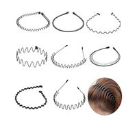 Bandas De Cabeza De Metal Para Hombres - 8 Piezas Conjunto De Aro Para Cabello Invisible Estilo Coreano | Cinta Para El Cabello Ondeada Resorte Antideslizante Para Deportes, Gimnasio, Estilo Diario |